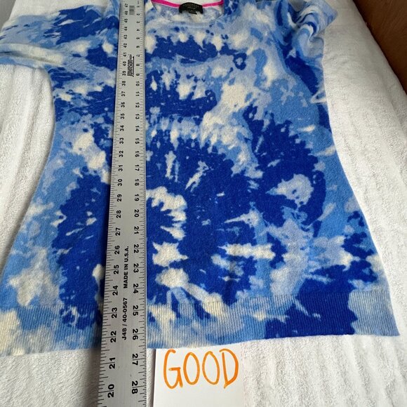Charter Club Cashmere Sweater Large Blue White Tie-Dye Crewneck Luxury Soft - Picture 7 of 7